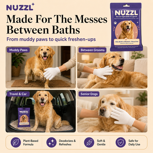 NUZZL Bath Gloves — the no-fight bath in a glove